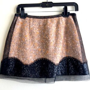 ROCHAS tweed mesh lace sequin mini skirt 38